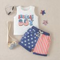 thumbnail image 2 of Xudanell Toddler 4th of July Outfit Summer Baby Boy Clothes Sleeveless Tank Top and Shorts Set My 1st Fourth of July Outfits White 12-18 Months, 2 of 6