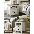 thumbnail image 5 of OKD Farmhouse Nightstand with Charging Station for Bedroom, 2-Drawer Rustic End Tables for Living Room, off White, 5 of 9