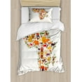 thumbnail image 1 of African Duvet Cover Set Twin Size, Africa Travel Map Plan Traditional Objects Continental Ethnic Culture Arts Craft Print, Decorative 2 Piece Bedding Set with 1 Pillow Sham, Multi, by Ambesonne, 1 of 3