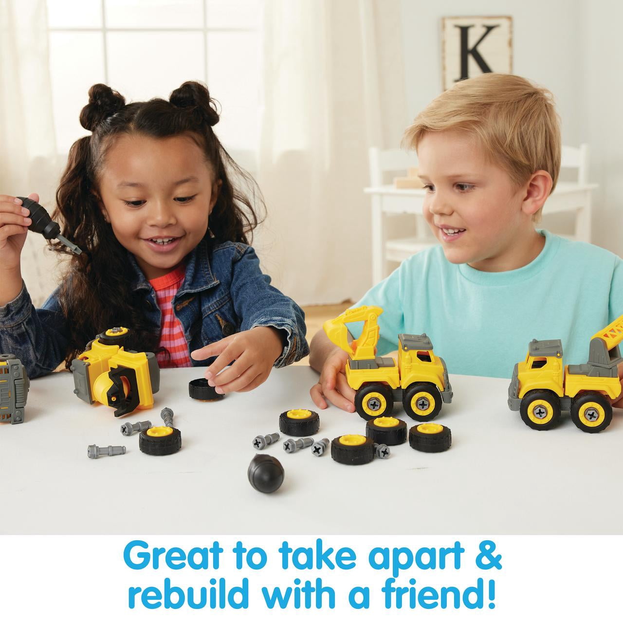 Kidoozie Tool Time Truck Set – Build & Take Apart Toy Vehicles with 2 Screwdrivers – Ages 3 Years+