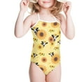 thumbnail image 3 of FOR U DESIGNS Sunflower Cow Halter Neck Swimsuit for Beach Wear Dance Ballet Gymnastics Leotard Training Bodysuit Yellow One Piece Bathing Suits for Kids Teens 5-6, 3 of 6