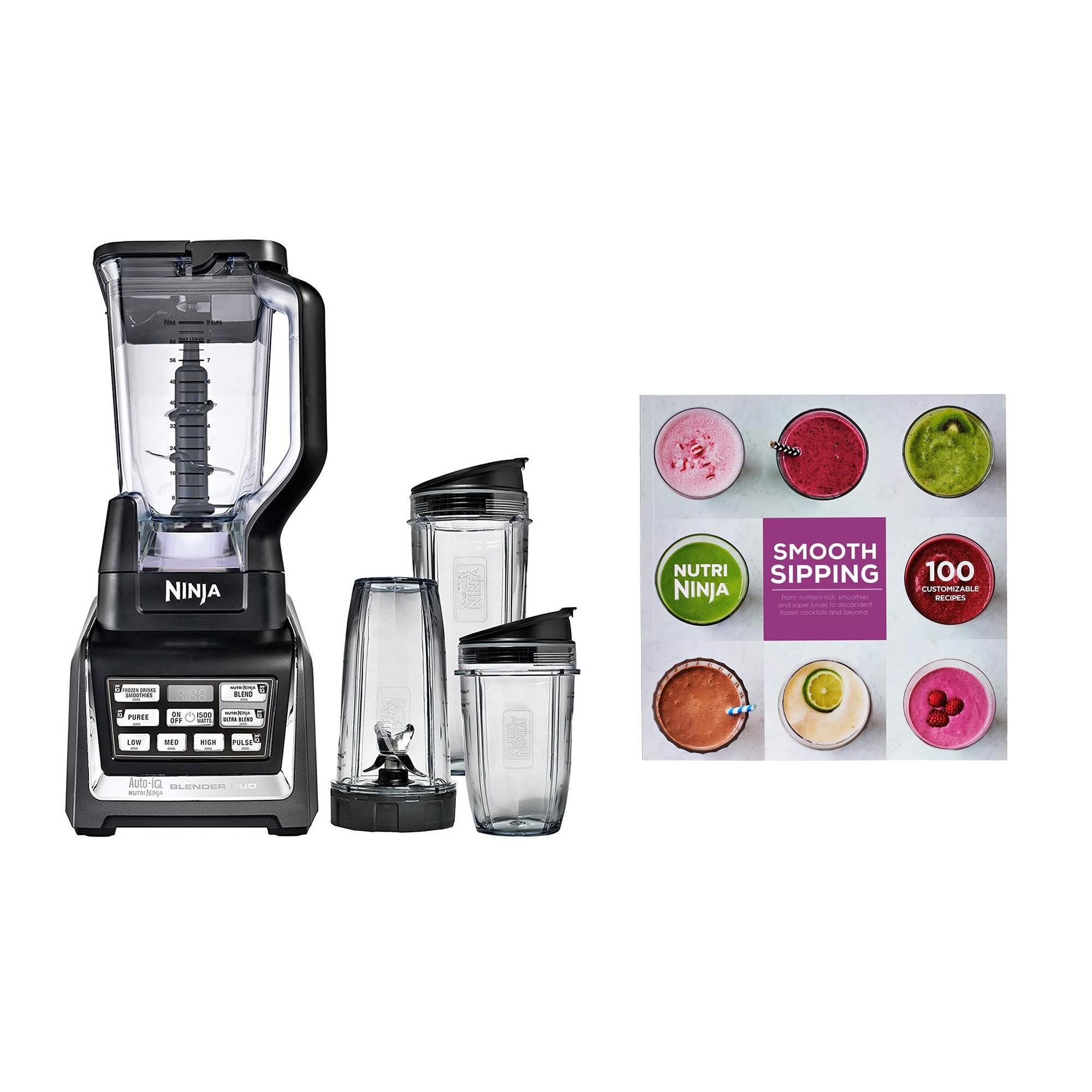 Nutri Ninja 72 Ounce Ninja Blender Duo with Auto iQ and Cups and 100 Recipe Book Walmart