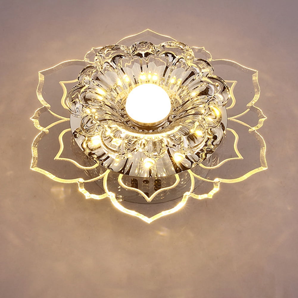 BLEEUS Modern Led Crystal Ceiling Lights Surface Mounted Porch Aisle Lamp Lighting Supplies （White）