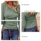thumbnail image 4 of Camisas de manga larga para mujer, color puro, casual, con botones, estilo túnica, elegante para uso diario, 4 of 5