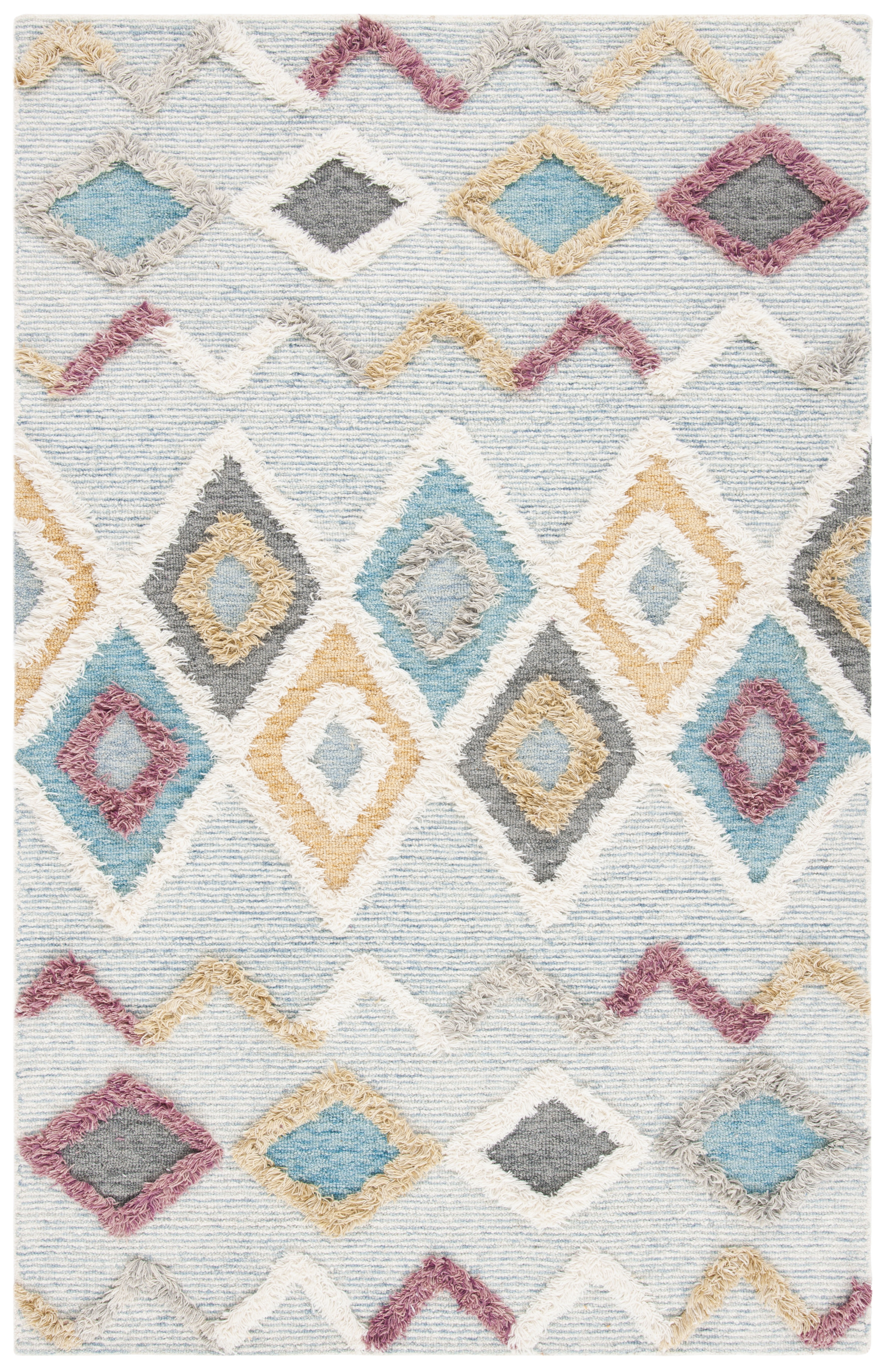 Safavieh Kenya June Diamond Wool Area Rug, Gray/Ivory, 8' x 10'