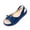 Blue, variant on Peep Toe Platform Shoes, Women's Summer Slip On Leather Sandals Casual Flats Slingback Walking Shoes Outdoor Open Toe Fish Mouth Sandals Comfortable Elastic Ankle Strap Platform Sandals, Yellow 8