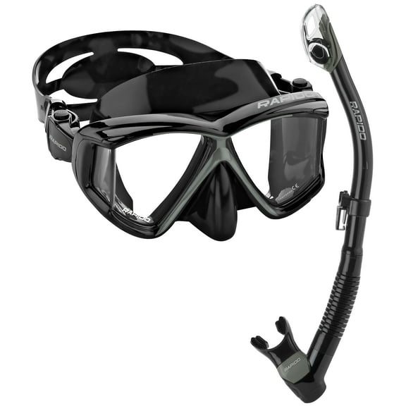 Italian Design Panto-180 Premium Tempered Glass Lens Panoramic Side-View Snorkel Mask Superior Dry Snorkel Set