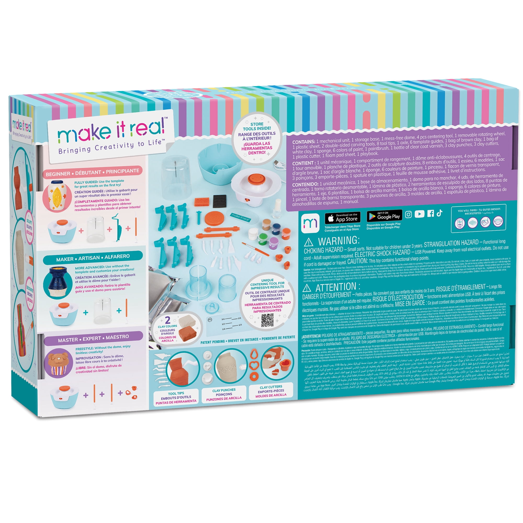 Make It Real Mini Pottery DIY Studio Deluxe Set, Age 8+