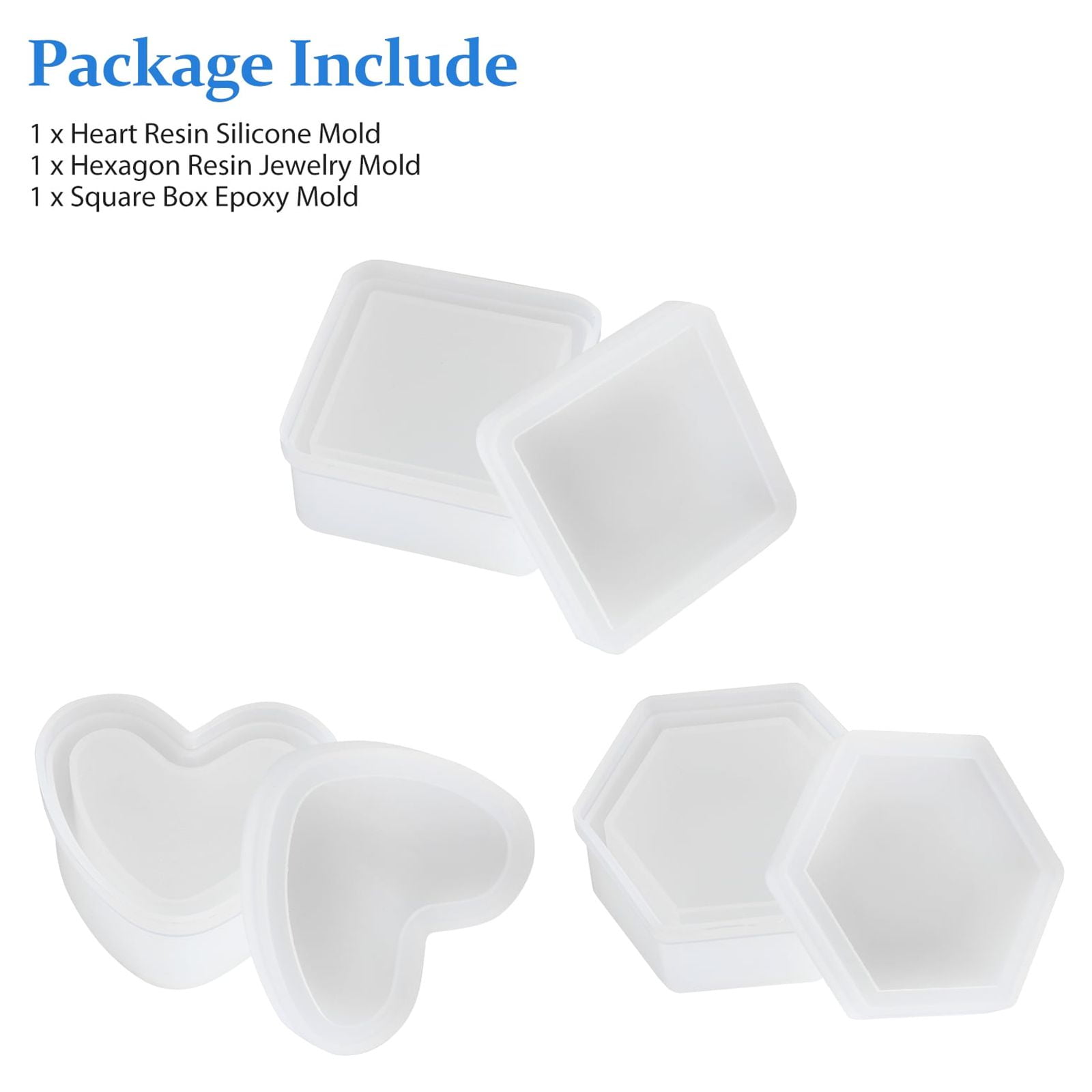 3 PCS Large Resin Molds Silicone Kit, Including Deep Hexagon, Heart, S –  WoodArtSupply