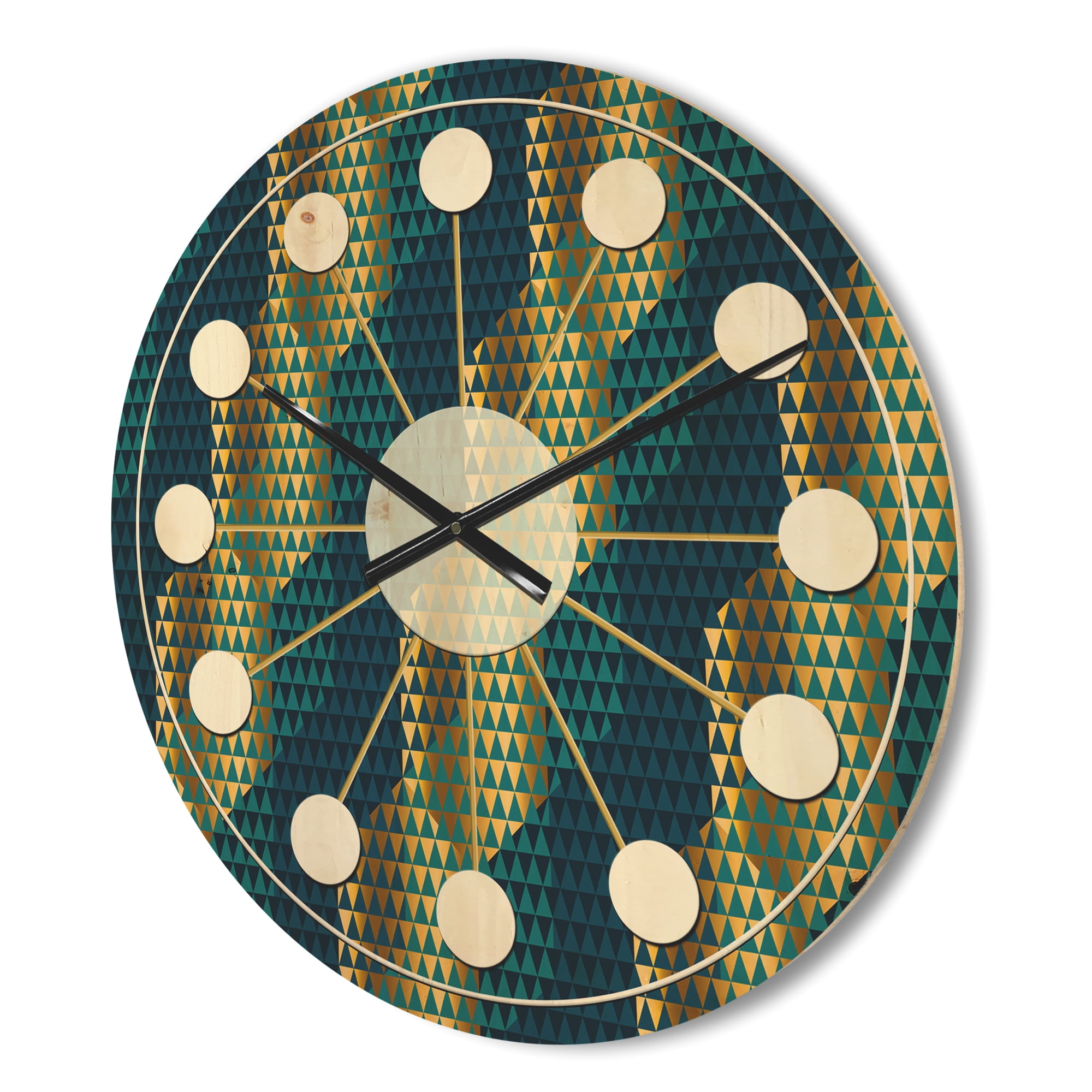 Designart 'Hexagon Retro Pattern VII' Mid-Century Modern Wood Wall Clock