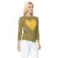 thumbnail image 6 of YEMAK Women's Love Heart Chenille Valentines Crewneck 3/4 Sleeve Casual Pullover Sweater MK3595-OLV/HON-S, 6 of 8