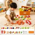 thumbnail image 4 of Loespoir Pretend Play Food Set, Peel and Cut Fruit Vegetable Toys, Kitchen Cutting Playset, Educational Role Play, Toddler Preschool Kids, Montessori Learning Gift, 4 of 7