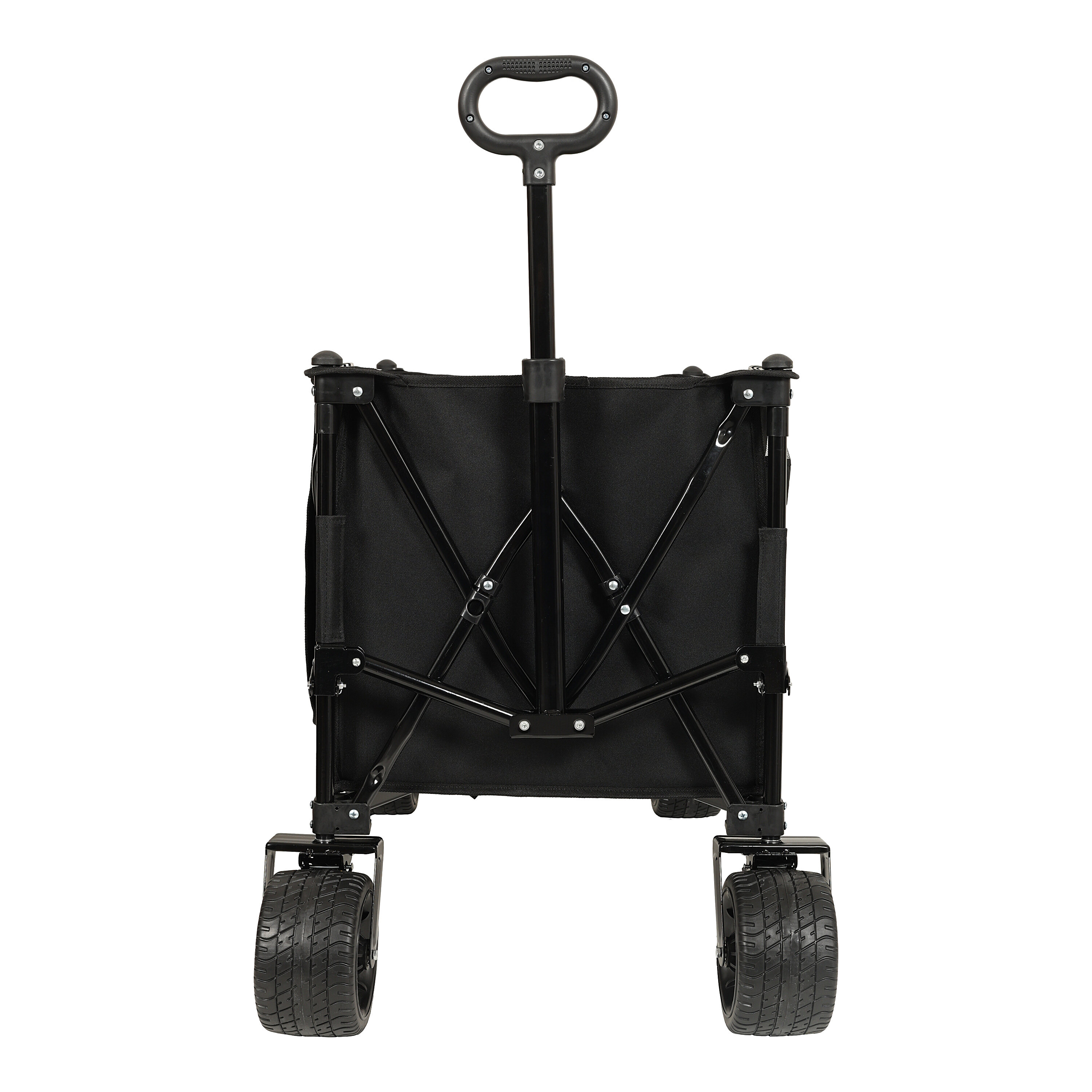Folding Garden Carts Collapsible Foldable Extended Wagon,480lbs Weight Capacity, Heavy Duty Folding Utility Garden Cart with Big All-Terrain Beach Wheels & Drink Holders,Side Pocket and Brakes, Black