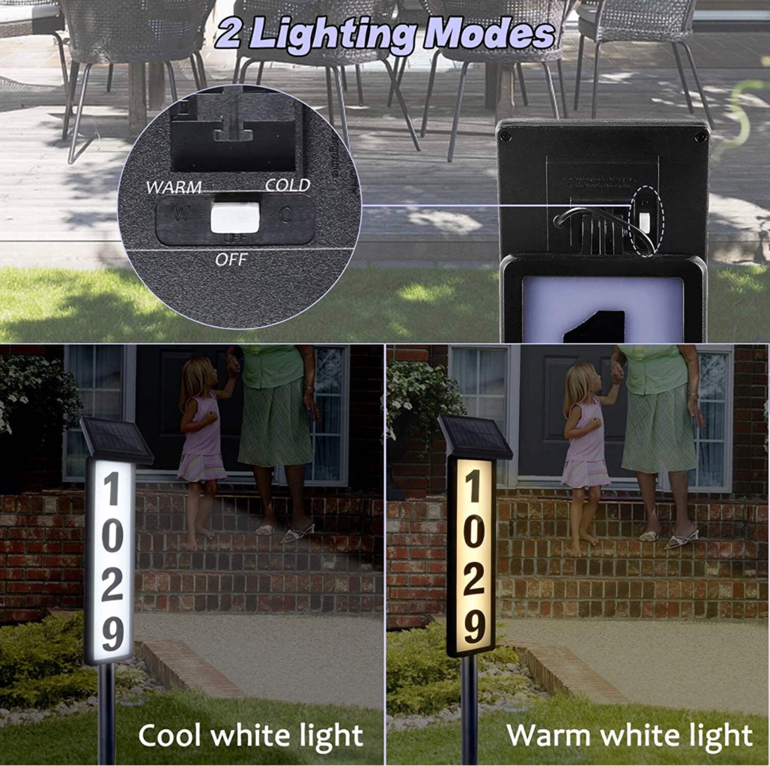 SUNGATH Lighted House Address Numbers Sign Plaques, Solar Powered House Numbers Light for House and Yard (Height 35 Inches, 1 Pack)