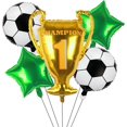 thumbnail image 1 of Yanonmyfd Soccer Balloons 10th Birthday Decorations for Boy - Soccer Birthday Party Balloons World Cup Sports Theme Party Decorations Decor Supplies - 32inch Foil Mylar Green 10 Balloon,Gold Trophy, 1 of 12