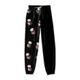 thumbnail image 5 of TTUHYWXI Christmas Pajamas Bottoms for Women Santa Claus Snowman Print Wide Leg Pj Pants with Pockets Lounge Sleepwear (Black, L), 5 of 5