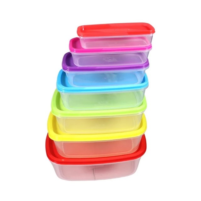 Contenedores plásticos herméticos 7 piezas con tapa multicolor Genérica Multicolor