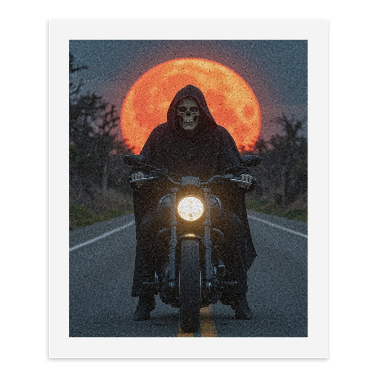 Paint By Numbers Kit for Adults Beginner - DIY Skeleton Rider Against Full Moon Canvas Painting Kits for Adults, Frameless Paint By Number for Adults for Home Wall Decor 16x20 Inch