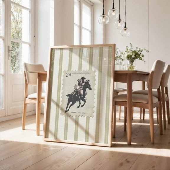 Modroom Vintage Striped Rodeo Print Western Bedroom Poster Cowboy Wall Art Rustic Mid West Mid Century Modern Decor Retro Horse Aesthetic Print Wall Art, Modern Wall Decor, 8x12 UNFRAMED