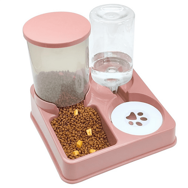 Ensemble Distributeur Automatique d'Eau pour Chat 2 en 1 Incliné Distributeur Automatique de Nourriture et d'Eau pour Animaux, 1 * Distributeur pour Animaux