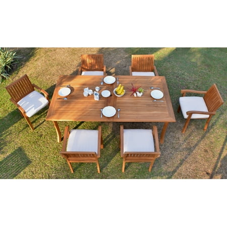 Arm 7 Pc Teak Dining Set:6 Seater 7 Pc -118