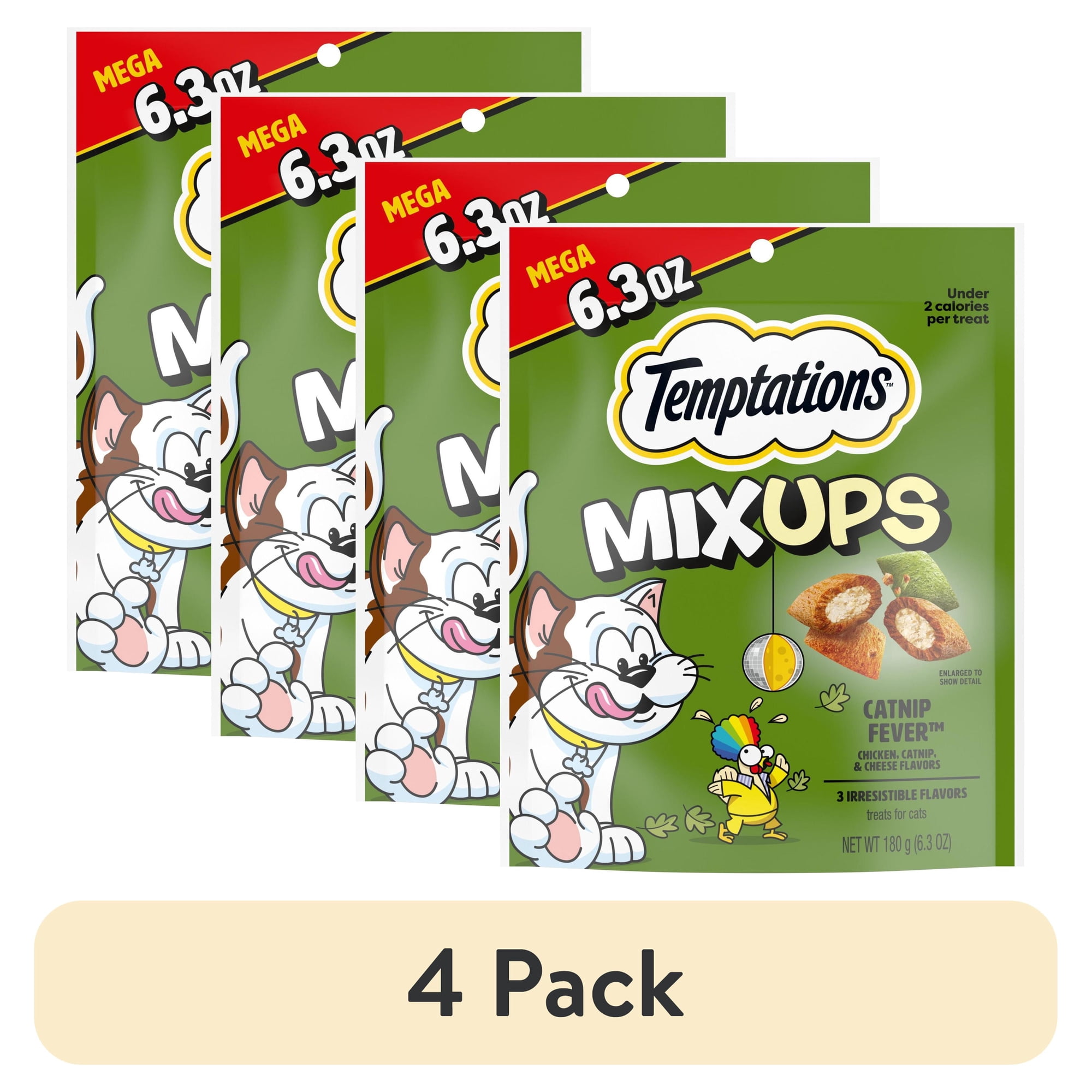 (4 pack) Temptations Mixups Catnip Fever Flavor Crunchy And Soft Treats For Cats, 6.3 Oz Pouch