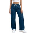 thumbnail image 6 of Wensltd Cargo Pants for Women High Waisted Casual Full Length Straight Leg Pant with Multi Pockets, 6 of 9