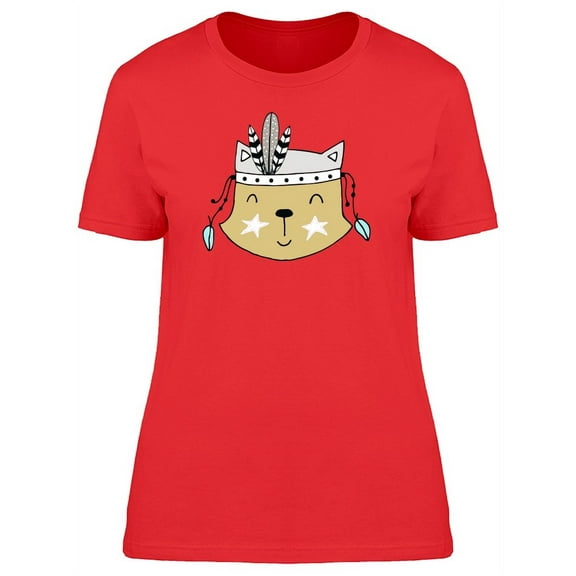 Cute Cat In A Hat With Feathers T-Shirt Women -Image by Shutterstock, Female Large