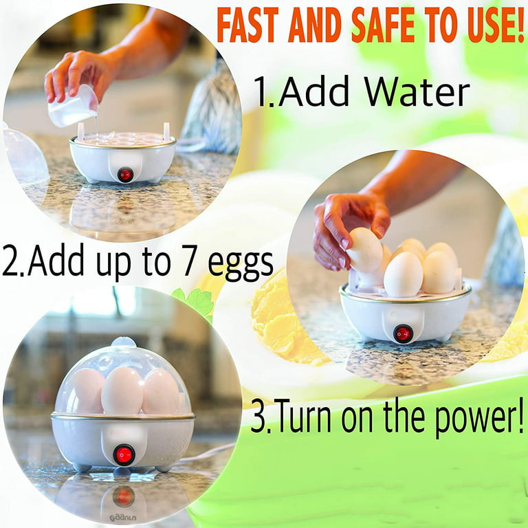 Electric Egg Cooker Boiler Maker Soft, Medium Or Hard Boil, 7 Egg Capacity  Noise Free Technology Automatic Shut Off, White With Egg Slicer Included,wh