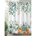 thumbnail image 2 of Fsddascl Green Pumpkin Shower Curtain Set - Standard 72" x 72" Washable Bathtub Curtain with 12 Hooks, Thanksgiving Autumn Eucalyptus Orange Waterproof Fabric Stall Shower Curtains for Bathroom, 2 of 6