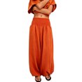 thumbnail image 2 of KLHDSF Pants For Women Casual High Waisted Solid Harem Pants Drawstring Loose Fit Summer Trousers Saffron L, 2 of 7