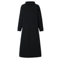 thumbnail image 6 of Winter Fall Dresses for Women Wedding Guest Long Sleeve Casual Solid Dress Round Neck Big Swing Splice Maxi Dress, 6 of 6