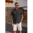 thumbnail image 4 of COOFANDY Mens Casual Textured Button Down Shirt Short Sleeve Dress Shirts Vacation Beach Shirts with Pocket, 4 of 6