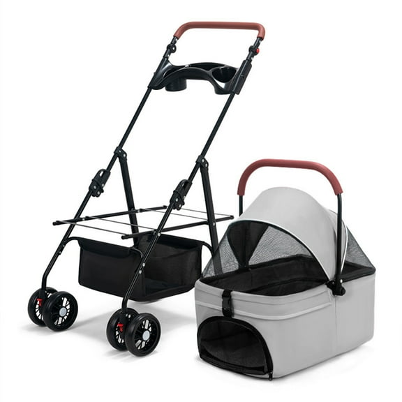 Moxufan Pet Stroller,Folding Dog Stroller,Pet Folding Stroller,4 Wheels Dog/Cat Puppy Stroller,Travel Carrier for Small/Medium Pet,1 Set