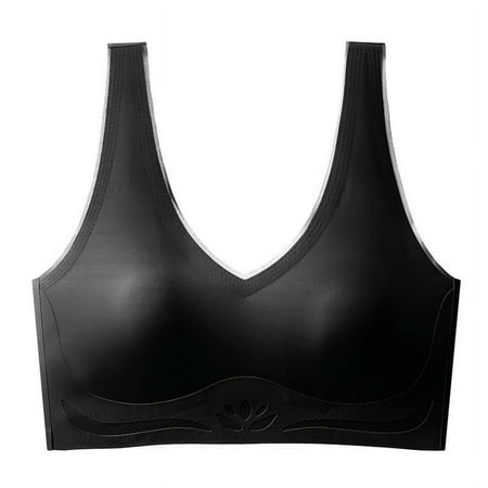 Bras for Women No Underwire Lightly Lined Bra Feature V-Neck Push-up Bra Style W-955 Black M