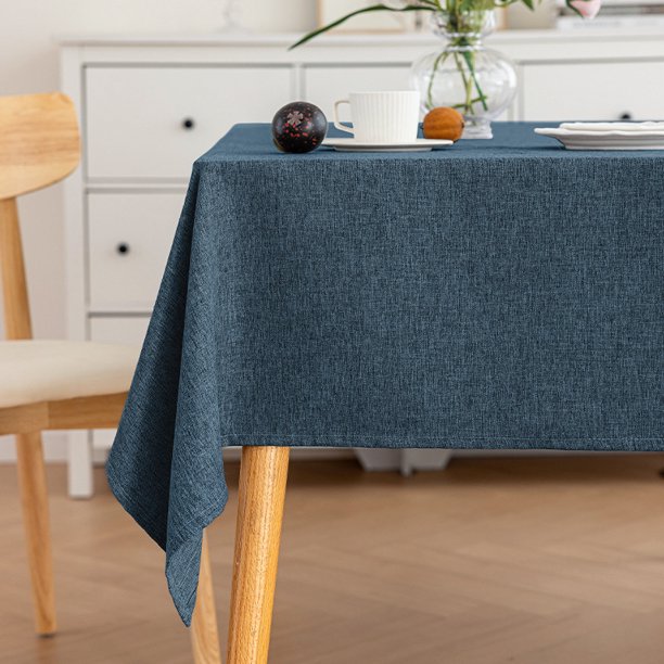 Xiao Hua Mantel de tela - 47*67 pulgadas, rectangular, para interiores y exteriores, de suave algodón y lino, azul oscuro, 1 pieza, ideal para comer en casa, reuniones en el patio y uso diario.