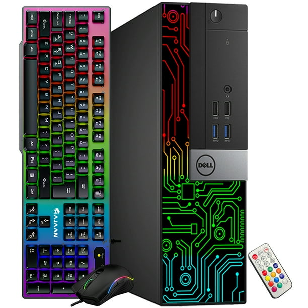 RGB Lights Desktop PC - Dell OptiPlex SFF Computer Intel Core i7 6th Gen  Processor 16GB RAM 256GB SSD Win 10 Pro WIFI HAJAAN Gaming PC Keyboard &