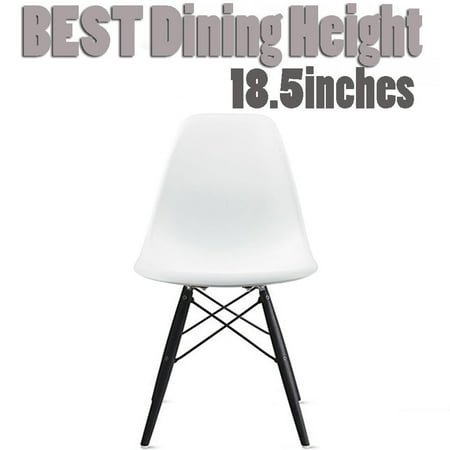 Kitchen Chair With Wheels 2xhome White Mid Country Modern Molded Shell Designer Assembled Plastic Chair Side No Arms Wheels Armless Dark Wood Wooden Eiffel for Dining Room Bedroom Kitchen Accent Office DSW Comfortable Desk ()