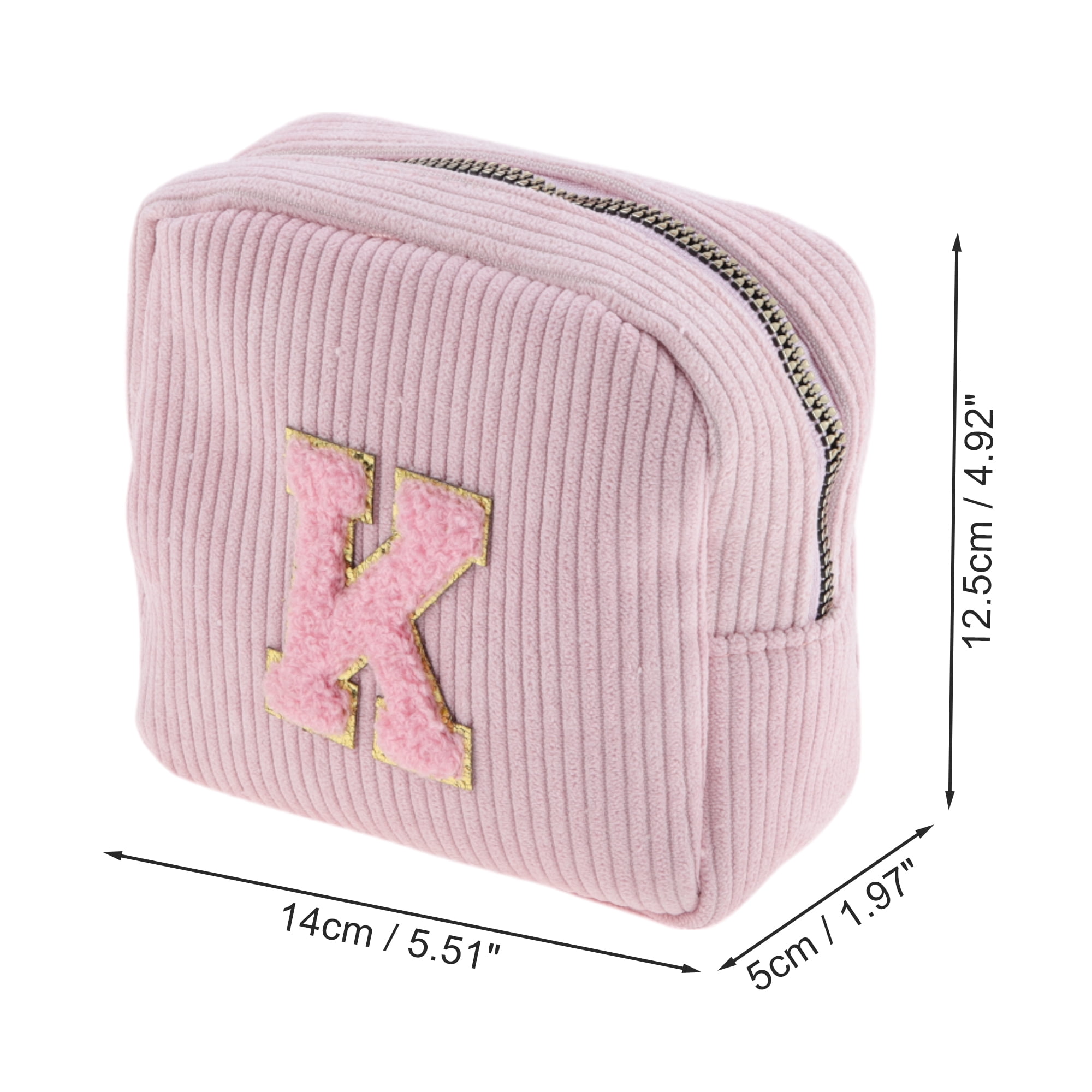 Unique Bargains 1 Pc Letter K Pattern Makeup Bag for Travel for All Occasions Pink