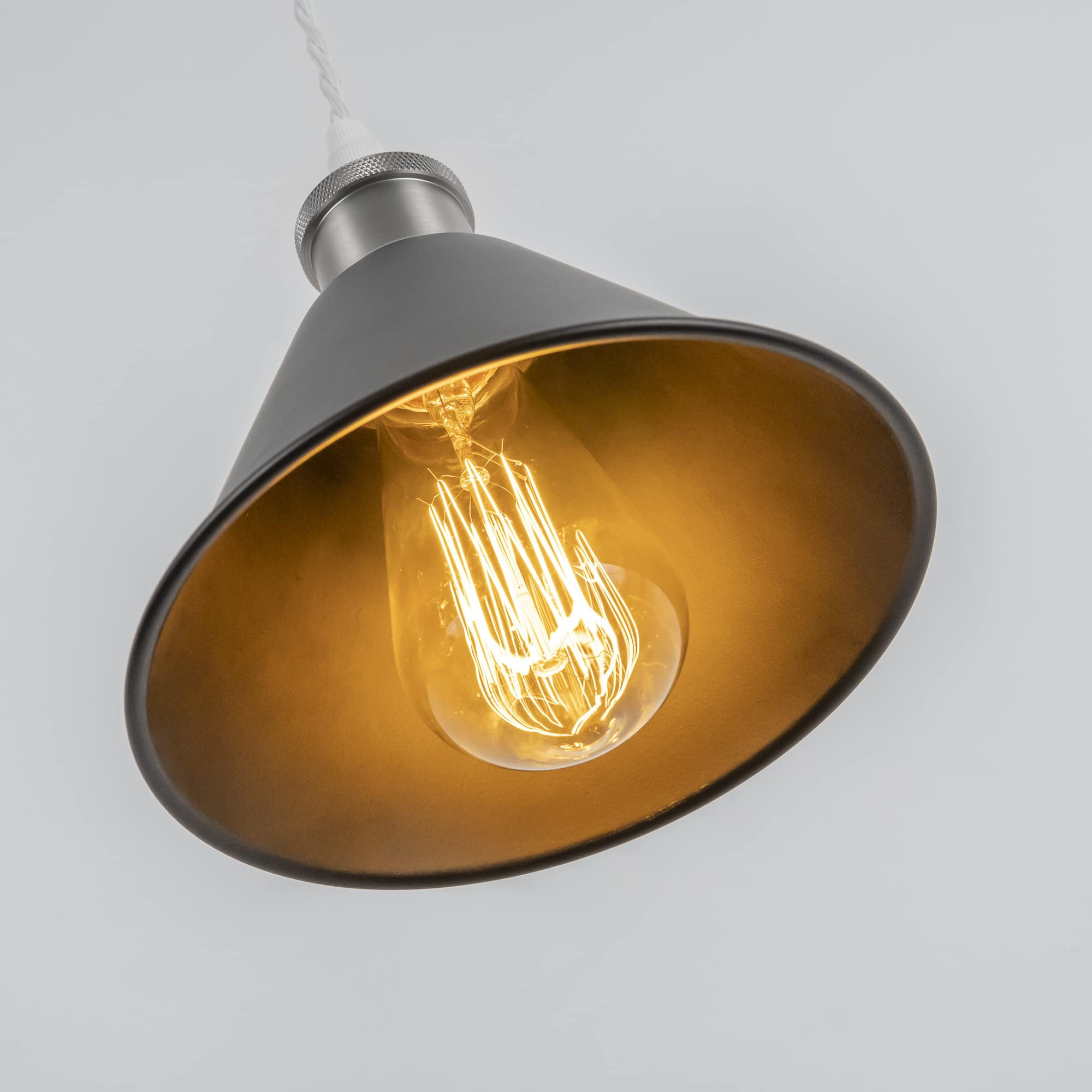 KAYYELAMP Plug in Cable Track Rail with Adjustable Cord Black Track Lighting Fixture Matt Nickel E26 Base H-Type Vintage Design for Kitchen Loft(No Bulb)