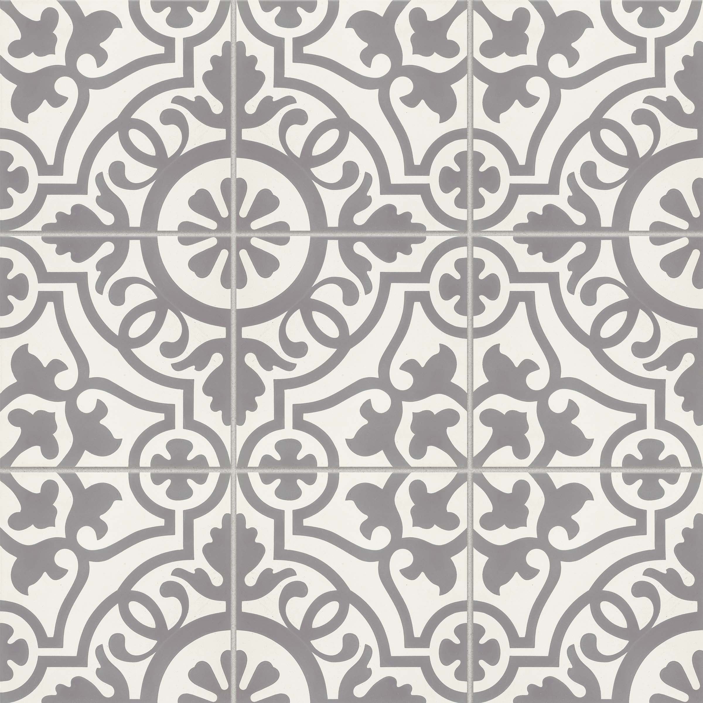 Remy 8" x 8" Gray Matte Cement Encaustic Tile
