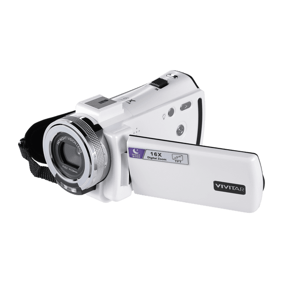 Caméscope numérique compact Vivitar PopCam avec écran de 3,0 po et batterie rechargeable, blanc