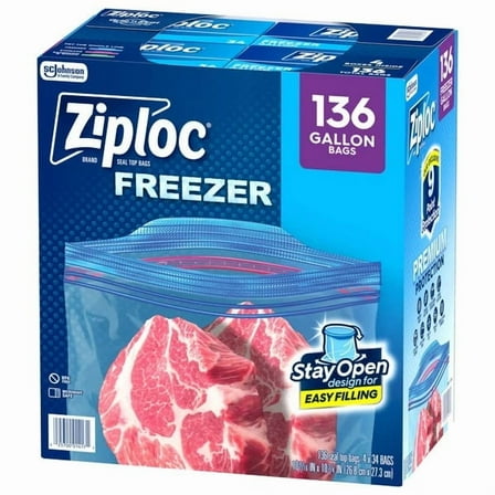 Ziploc Gallon Freezer Bags, 136 Count