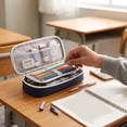 thumbnail image 4 of Clearance! Solid Color Pencil Case - Large Pencil Pouch with Multi-Sections, Sturdy Oxford Bag for Everyday Carry,Black, 4 of 4