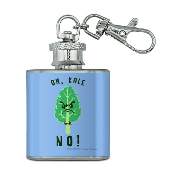 Oh Kale Hell No Funny Humor Stainless Steel 1oz Mini Flask Key Chain