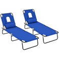 thumbnail image 1 of Outsunny 2 Pcs Chaise Longue d'Extérieur Réglable, Chaise Longue Pliante de Jardin, 1 of 10