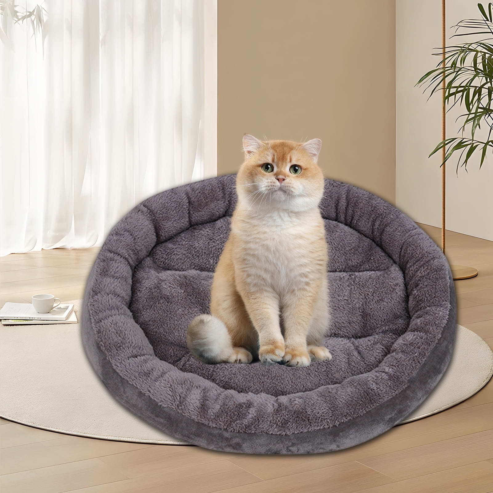Hevirgo Cozy Pet Dog Bed Winter Warm Kennel with PP Cotton Filling Round Shape Dog Sleeping Bed for Cats Small Large Dogs