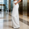 thumbnail image 6 of Cutuoiiu Women's Casual Solid Color Wide Leg Pants High Waist Straight Trousers with Pockets for Work Office Daily Wear, 6 of 7