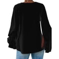 thumbnail image 2 of Blusa De Manga Larga, Camisa Con Cuello En V Manga Con Volantes Color Puro Elegante Para Actividades Al Aire Libre Para El Trabajo De La Vida Diaria ANGGREK  Otros, 2 of 5
