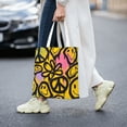 thumbnail image 2 of DouZhe Reusable Grocery Bags, Psychedelic Hippie Smile Graffiti Lightweight Polyester Canvas Cloth Tote Bag for Travle Gym Shopping School, 15" x 16", 2 of 7